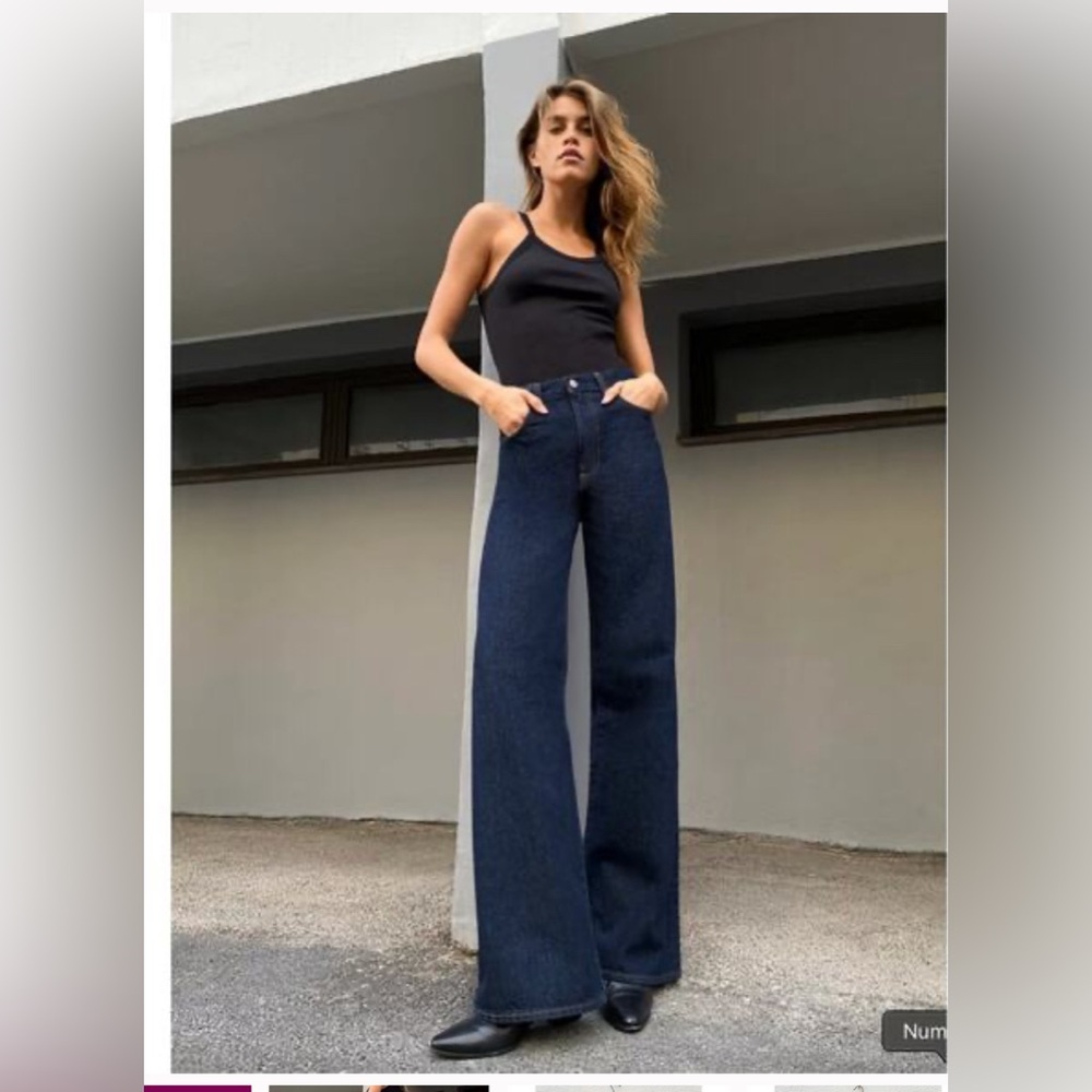 Denim forum coco High rise wide leg blue jeans